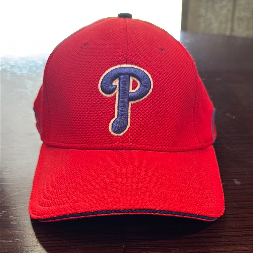 Phillies Fitted Hat Red with Blue P